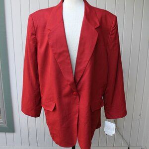 NWT Vintage 90's Rena Rowan For Saville Dark Red One Button Blazer Jacket 22W
